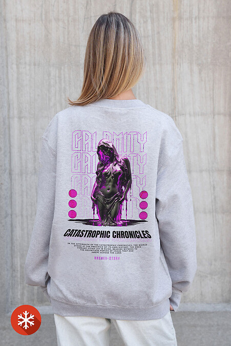 Damska ocieplana bluza polarowa z nadrukiem Calomity w kolorze szarym - #8055691