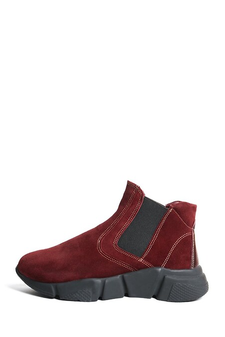 Замшевые бордовые ботинки с резинками - #4205694