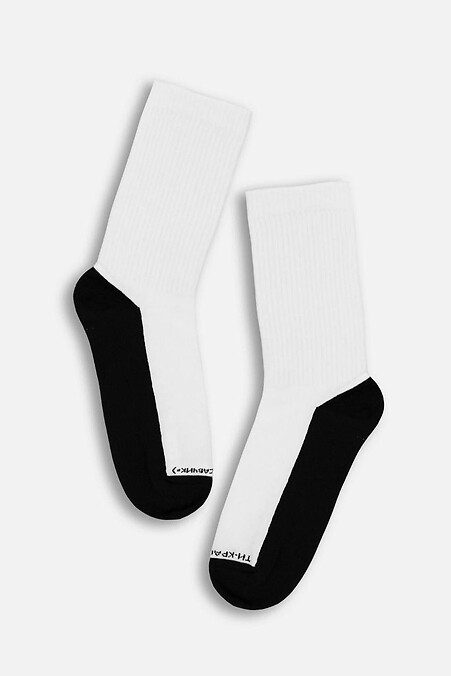 Weiße hohe Socken mit schwarzem Unterteil. Golf, Socken. Farbe: weiß. #8025694