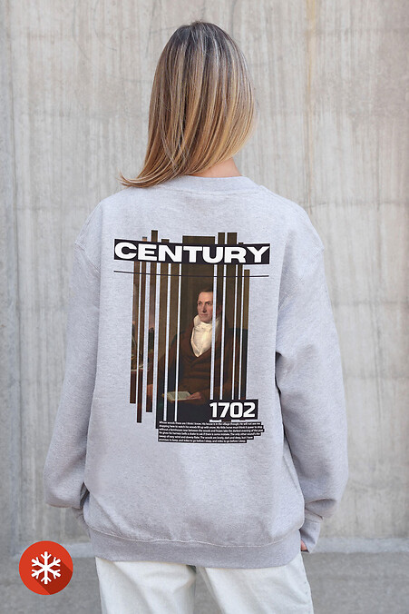 Женский Утепленный Оверсайз Свитшот На Флисе С Принтом Century Gray - #8055695