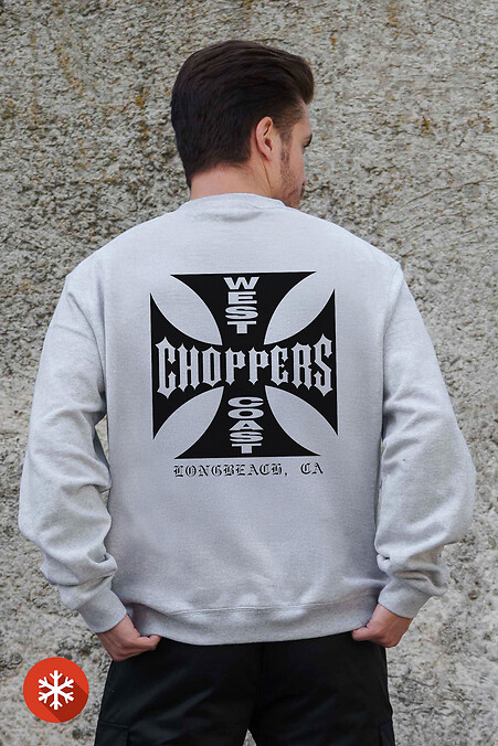 Чоловічий Утеплений Оверсайз Світшот На Флісі З Принтом Choppers Gray - #8055696