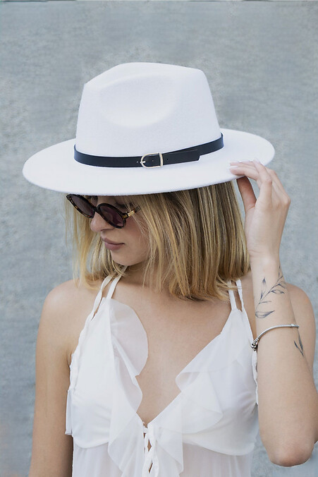 Женская Шляпа Fedora С Ремешком White - #8049697