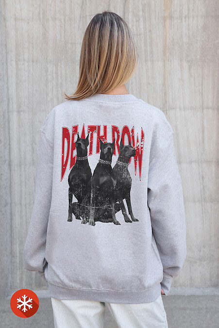 Women's Insulated Oversized Fleece Sweatshirt With Printed Deathrow Gray - #8055701