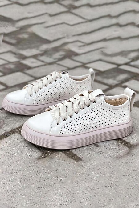Women's leather summer sneakers - #8019714