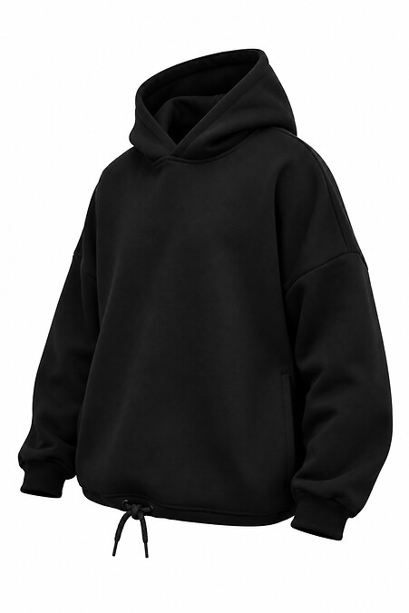 Męska czarna bluza polarowa z kapturem oversize bez nadruku 27 - #8056714