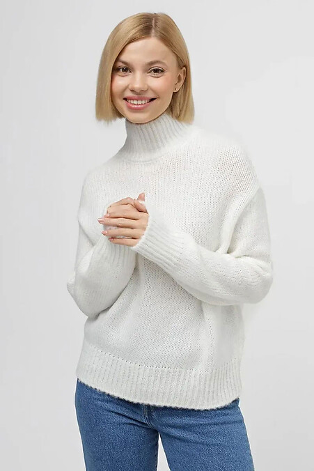 Damski sweter z dzianiny w kolorze białym - #4038718