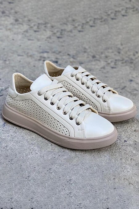 Women's leather summer sneakers. sneakers. Color: white. #8019719