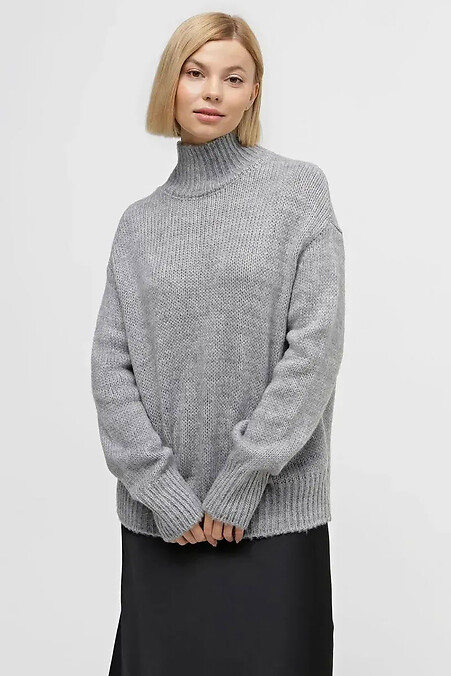 Damski sweter z dzianiny w kolorze szarym - #4038721