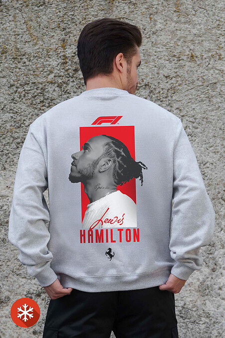 Męska ocieplana bluza polarowa z szarym nadrukiem Hamilton - #8055724