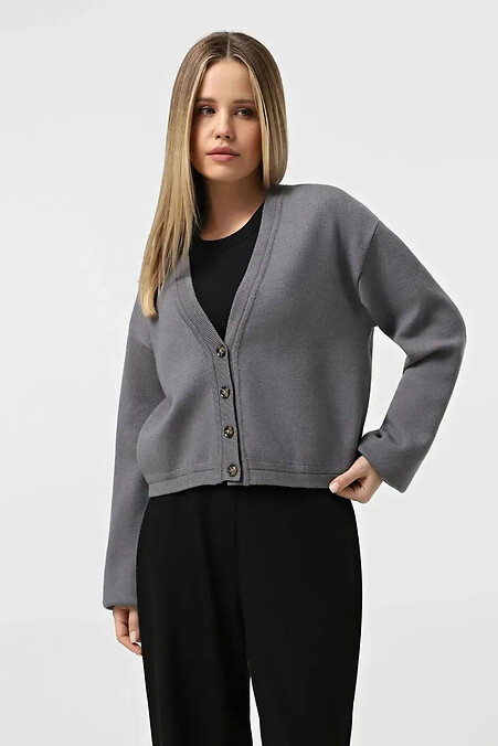 Damski kardigan z dzianiny w kolorze szarym. Żakiety i kardigany. Kolor: szary. #4038727