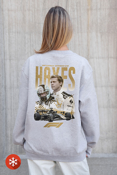 Women's Insulated Oversized Fleece Sweatshirt With Hayes Gray Print - #8055727