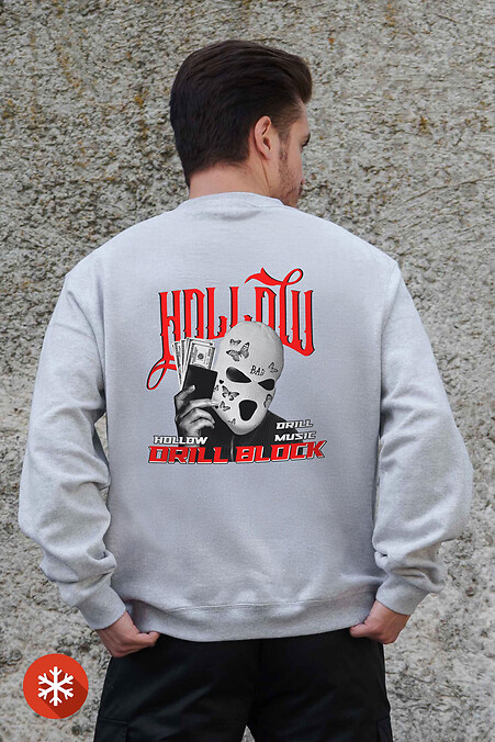 Męska ocieplana bluza polarowa z nadrukiem Hollow Gray - #8055728