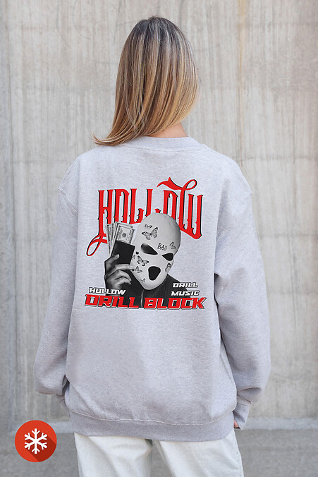 Женский Утепленный Оверсайз Свитшот На Флисе С Принтом Hollow Gray - #8055729