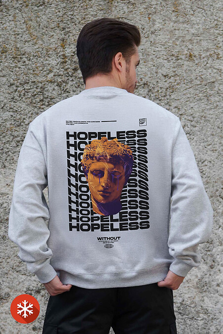 Męska ocieplana bluza polarowa z nadrukiem Hopeless Grey - #8055730