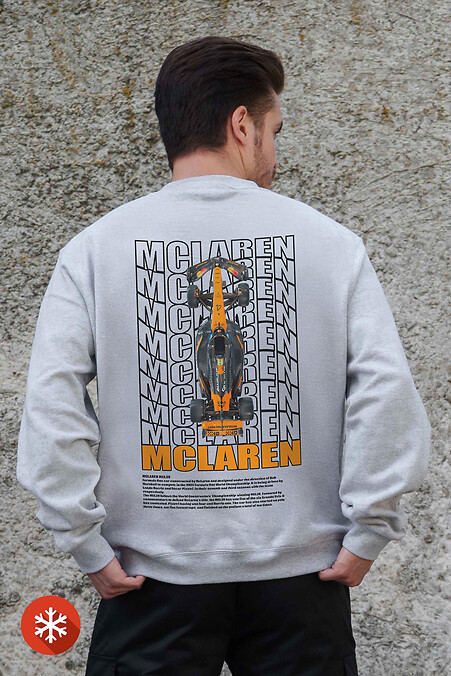 Men's Insulated Oversized Fleece Sweatshirt With Print Mclaren Gray - #8055736