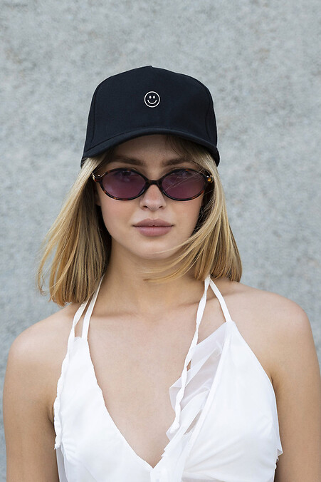 Women's Baseball Cap Trucker With Smile Print Black - #8049738