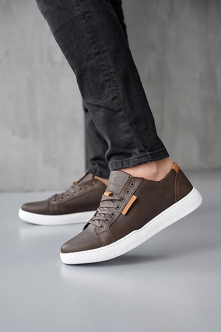 Men's leather sneakers for spring and autumn. - #8019746