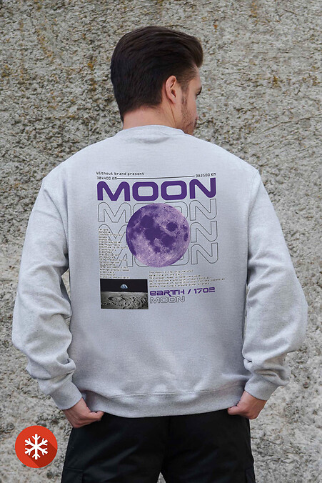 Męska ocieplana bluza polarowa z nadrukiem Moon Gray - #8055746