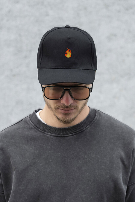Trucker-Baseballkappe für Herren mit Feuer-Schwarz-Print - #8049747