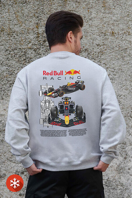 Męska ocieplana bluza polarowa z nadrukiem Redbull w kolorze szarym - #8055750