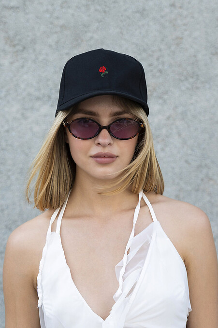Damen Cap Trucker Baseball Cap mit Rosen Schwarz Print - #8049754