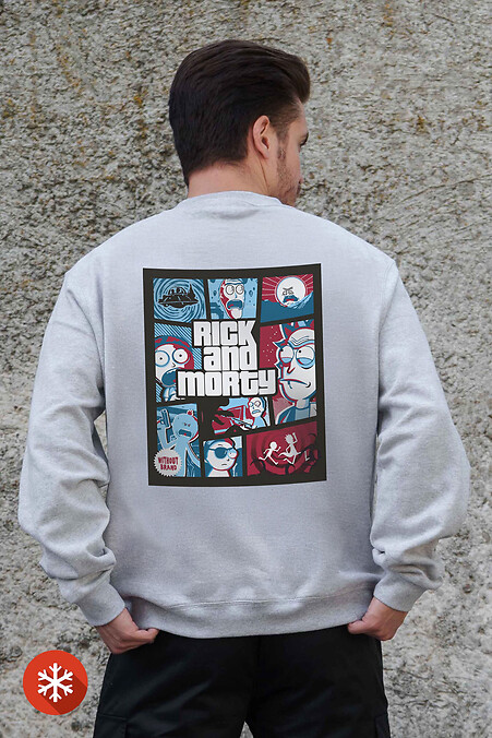 Męska ocieplana bluza polarowa z nadrukiem Rick and Morty Szary - #8055754