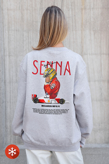 Женский Утепленный Оверсайз Свитшот На Флисе С Принтом Senna Gray - #8055759