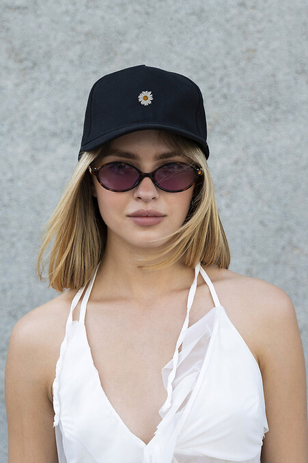 Women's Cap Baseball Cap Trucker With Flower Print Black - #8049760