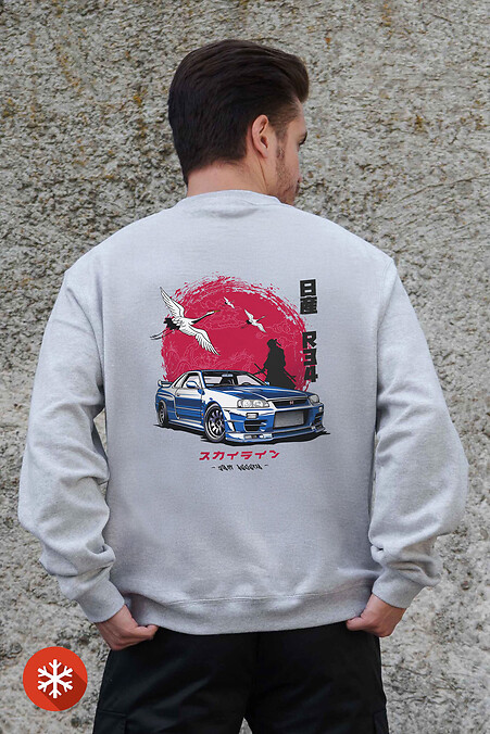 Męska ocieplana bluza polarowa z nadrukiem Skyline Grey - #8055760