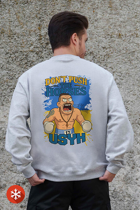 Męska ocieplana bluza polarowa z nadrukiem Usyk Gray - #8055774