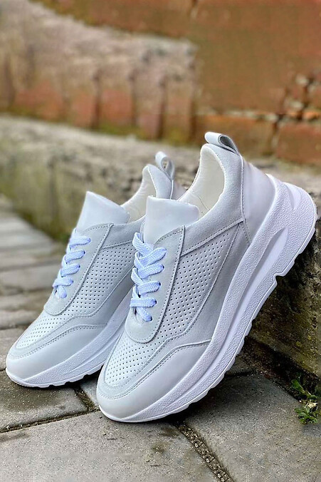 Women's spring-autumn leather sneakers. Sneakers. Color: white. #8019776