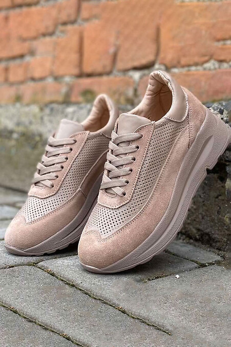 Women's spring-autumn leather sneakers. Sneakers. Color: beige. #8019777