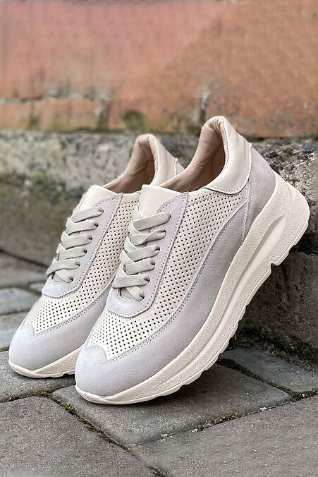 Women's spring-autumn leather sneakers. Sneakers. Color: white. #8019778