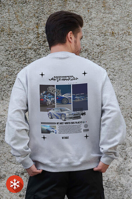 Męska ocieplana bluza polarowa z nadrukiem Wanted Gray - #8055780