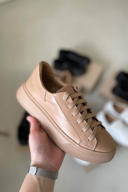 Peach leather sneakers. sneakers. Color: pink. #4205784