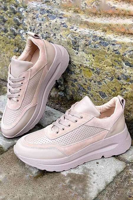 Women's spring-autumn leather sneakers. Sneakers. Color: beige. #8019784
