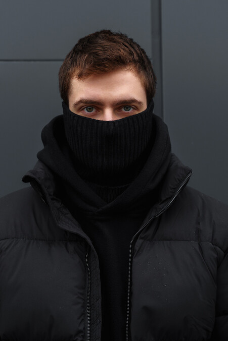 Herren-Snood aus geripptem Buff-Material ohne Resonanzschwarz - #8056786