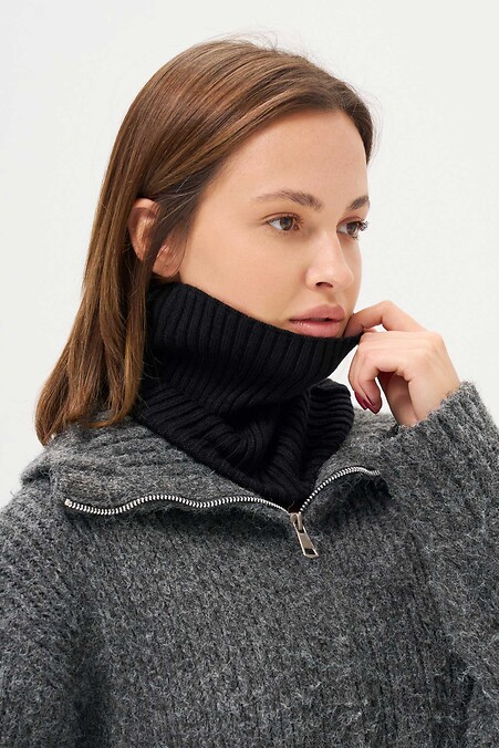 Damen-Buff-Snood, gerippt, ohne Resonanz, Schwarz - #8056787