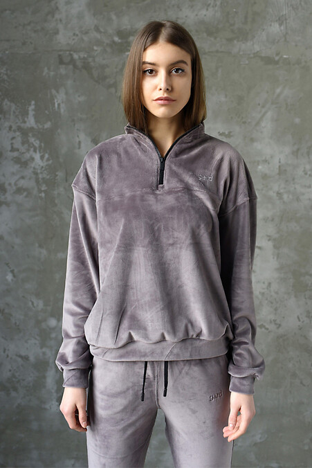 VELOR Damen-Pullover mit Reißverschluss und gesticktem Logo | grau 1/22 - #8011790