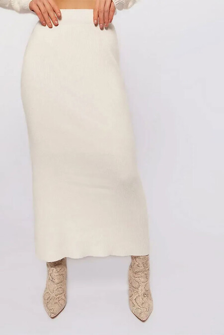 Gestrickter weißer Midirock für Damen. die Röcke. Farbe: weiß. #4038796