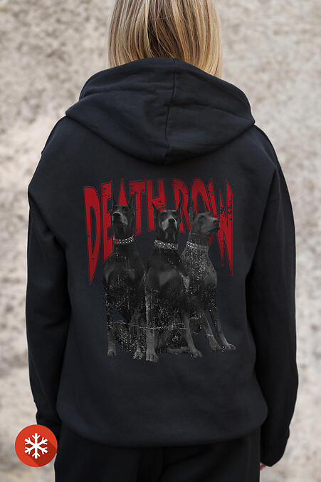 Жіноче Утеплене Зіп Худі На Флісі Зіпер З Принтом Deathrow Kane Black - #8055799