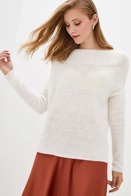 Gestrickter Damenpullover in Weiß. Jacken und Pullover. Farbe: weiß. #4038800