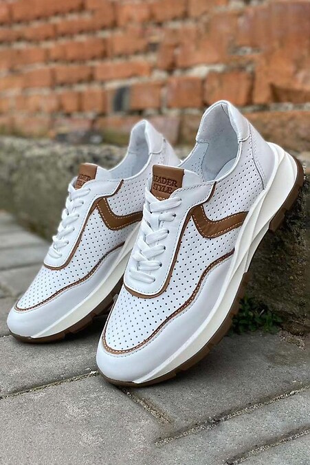 Women's leather summer sneakers - #8019801