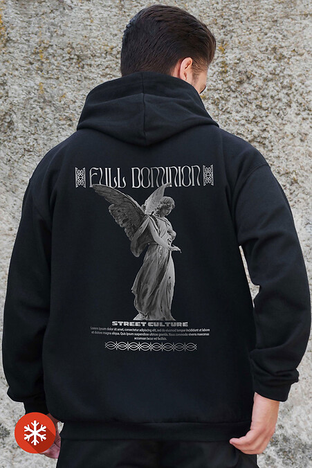 Men's Insulated Zip Hoodie On Fleece Zipper With Print Dominion Kane Black - #8055804