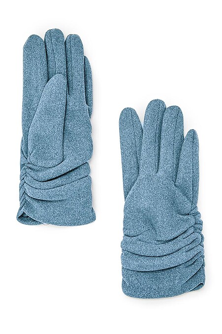 Ocieplane, aksamitne rękawiczki w kolorze niebieskim - #4007805