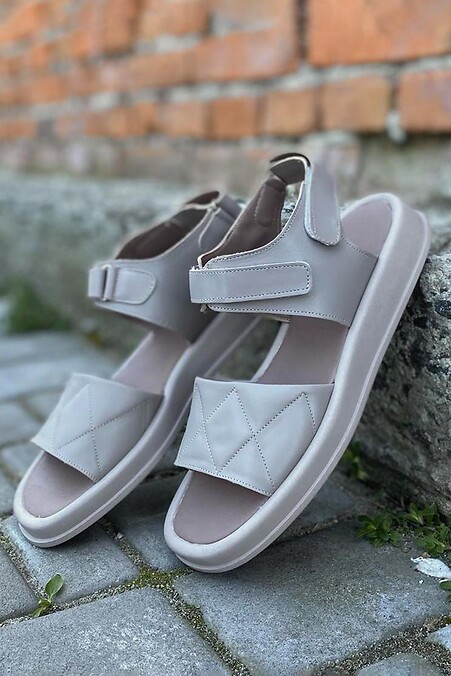 Women's summer leather sandals. Sandals. Color: beige. #8019806