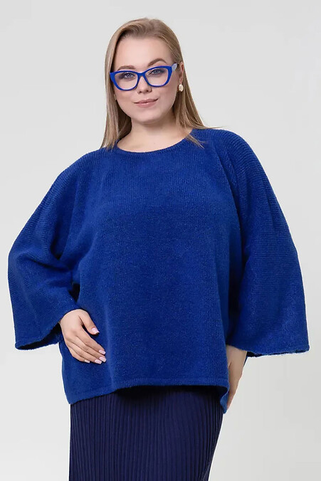 Damski sweter z dzianiny w kolorze niebieskim - #4038809
