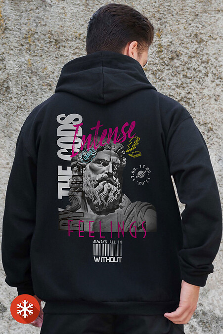 Чоловіче Утеплене Зіп Худі На Флісі Зіпер З Принтом Feelings  Kane Black - #8055810