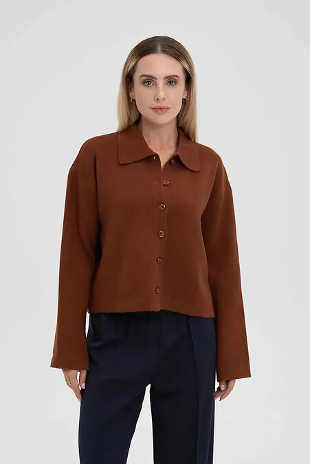 Жіночий в'язаний кардиган коричневого кольору - #4038811