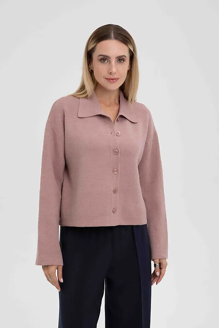 Damski kardigan z dzianiny w kolorze marsala - #4038812